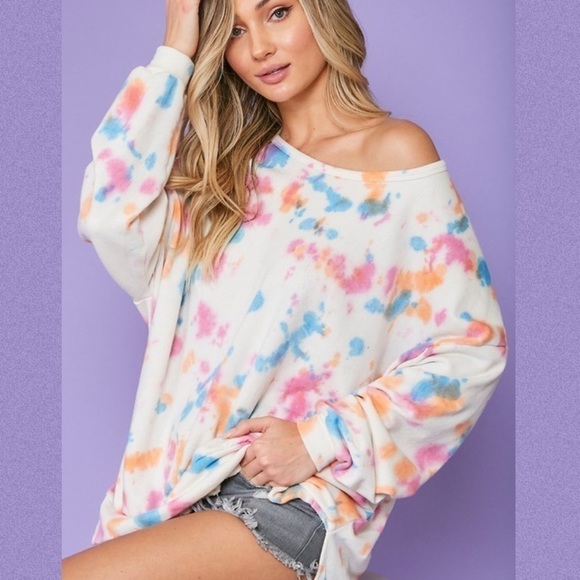 Tie Dyed Oversized Cotton Sweatshirt - Picture 1 of 13